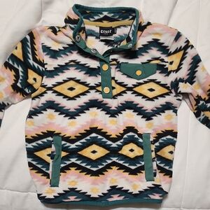 Cruel Girl Geometric Fleece Pullover - Pink, Yellow, Green